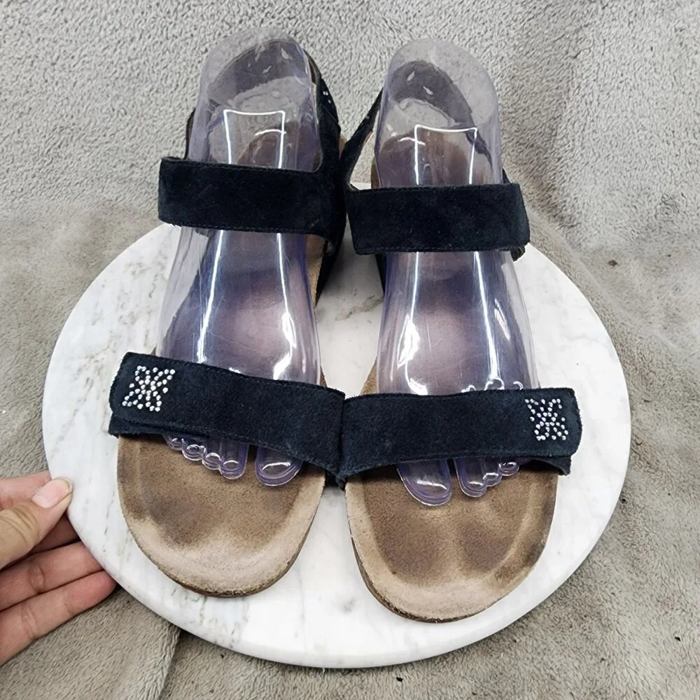Mephisto Shoes Womens EU 41 Size 11 Black Leather Sandals - Picture 3 of 13